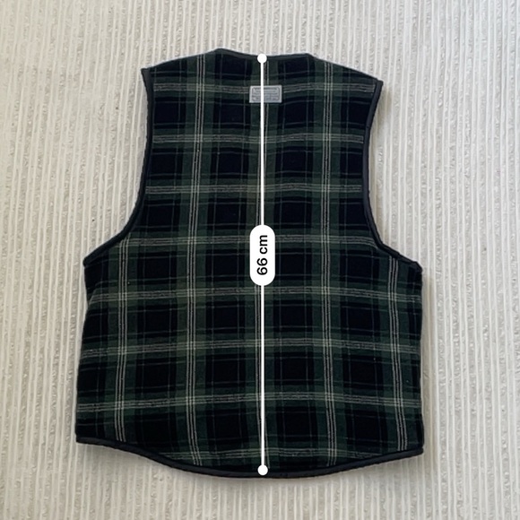 Vintage Levi’s Green Plaid Wool Blend Zip Up Sherpa Vest | Size S - Picture 8 of 8